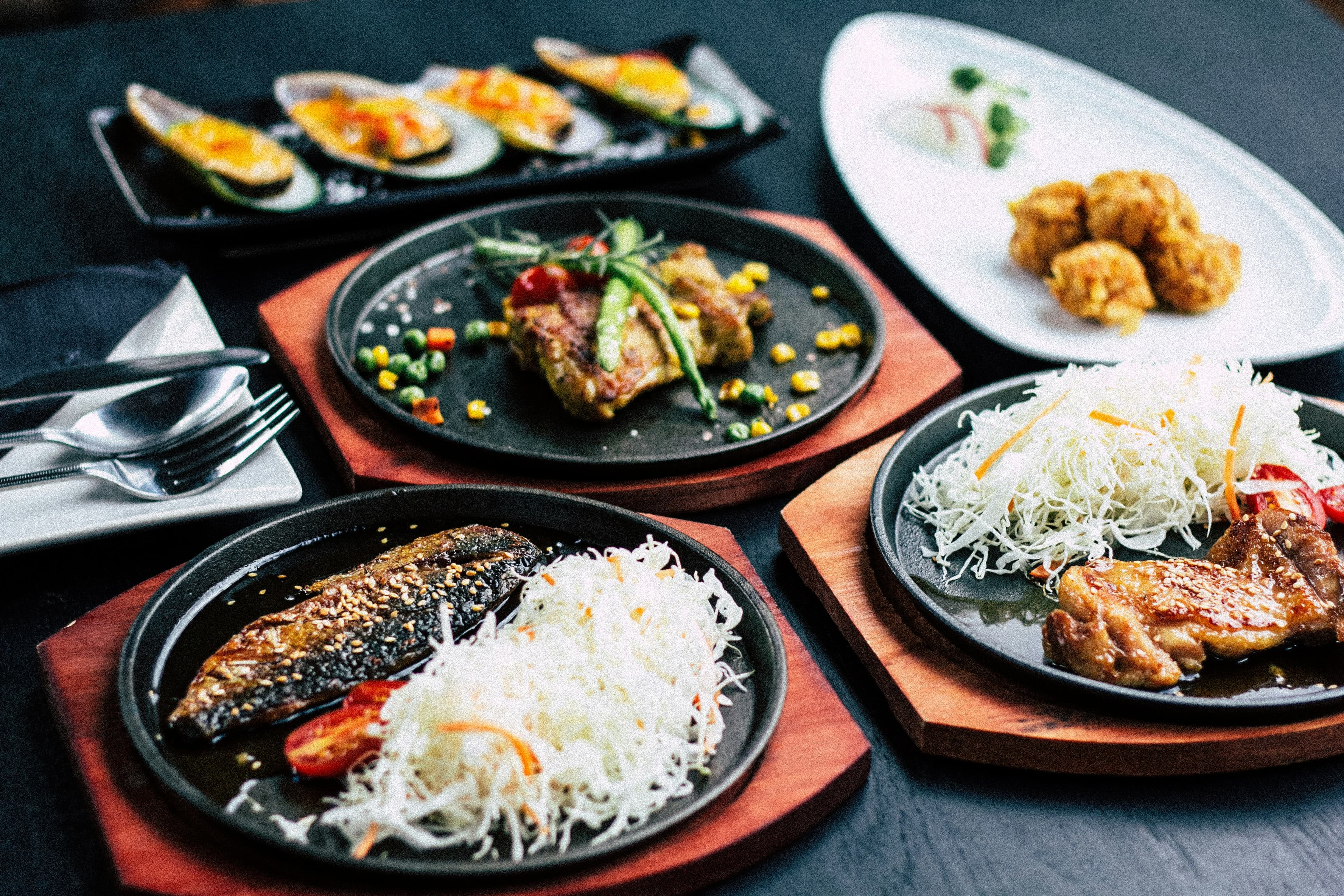 Wood-grilled fish, plated